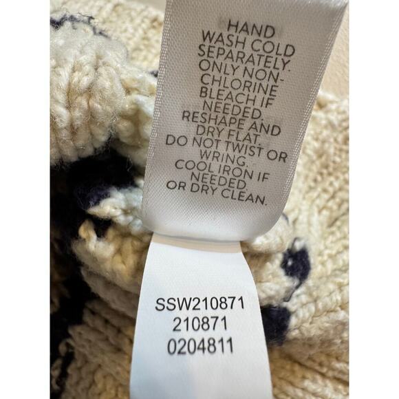 J. Jill sweater crew neck pull over cabled cream with navy blue stripes Sz M - Picture 7 of 7